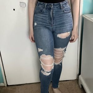 Hi-rise ripped jeggings